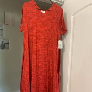 Lularoe Red and Black Microstripe Carly Size XL
